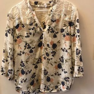 Guilt Trip floral and lace top